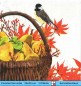 Preview: Vogel sitzt auf Korb mit Birnen - 1 Cocktail Serviette
